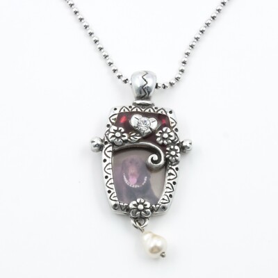 Brighton Joy Heart Photo Pendant Bead Necklace w Faux Ruby, Pearl ...