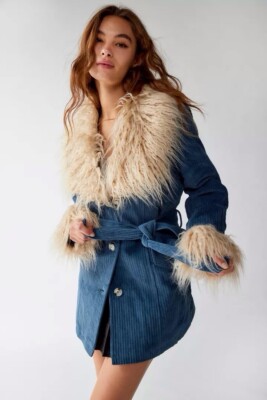 Shearling Urban Outfitters Blue Coat Urban Outfitters Afghan Coat