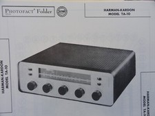 Original Sams Photofact Manual HARMAN -KARDON TA-10