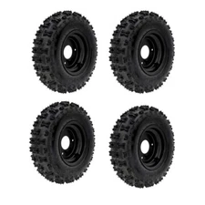 4 Pack 4.10-6 Rear Tires Wheel Rim 3 Lug for 4 Wheeler Buggy Go Kart Trike Drift