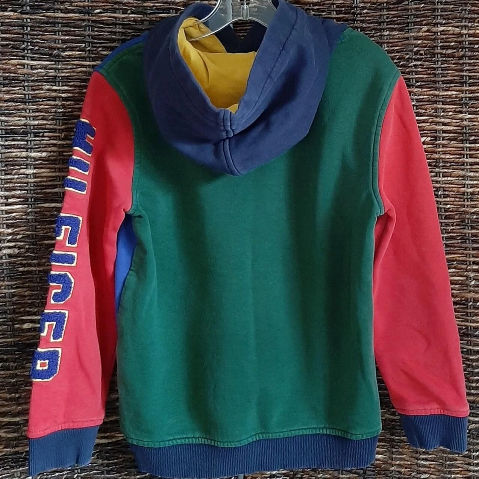 VETEMENTS Tommy Hilfiger Felpa con Cappuccio Blu Medio Felpa Preppy Varsity Lettere Colorblock