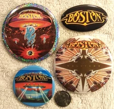 Boston Band PIN BUTTON LOT Tom Scholz Brad Delp 70's 80's Rock REO Speedwagon
