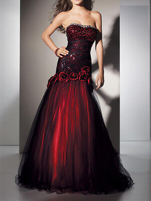 red and black mermaid dress