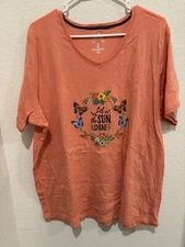 Women's Designed Colorful Floral Butterfly Top Size 3X Short Sleeve NEW!!