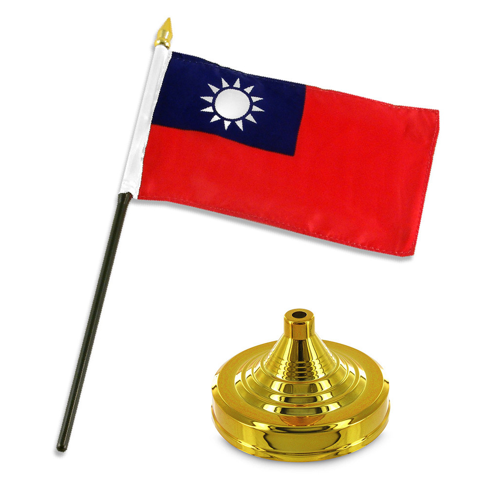 Made In USA. 1 American And 1 United Kingdom Miniature Rayon 4"x6" Office Desk &amp; Little Hand Waving UK British Table Flag, Includes Crossed White Flag Stand With 2 Small 4"x6