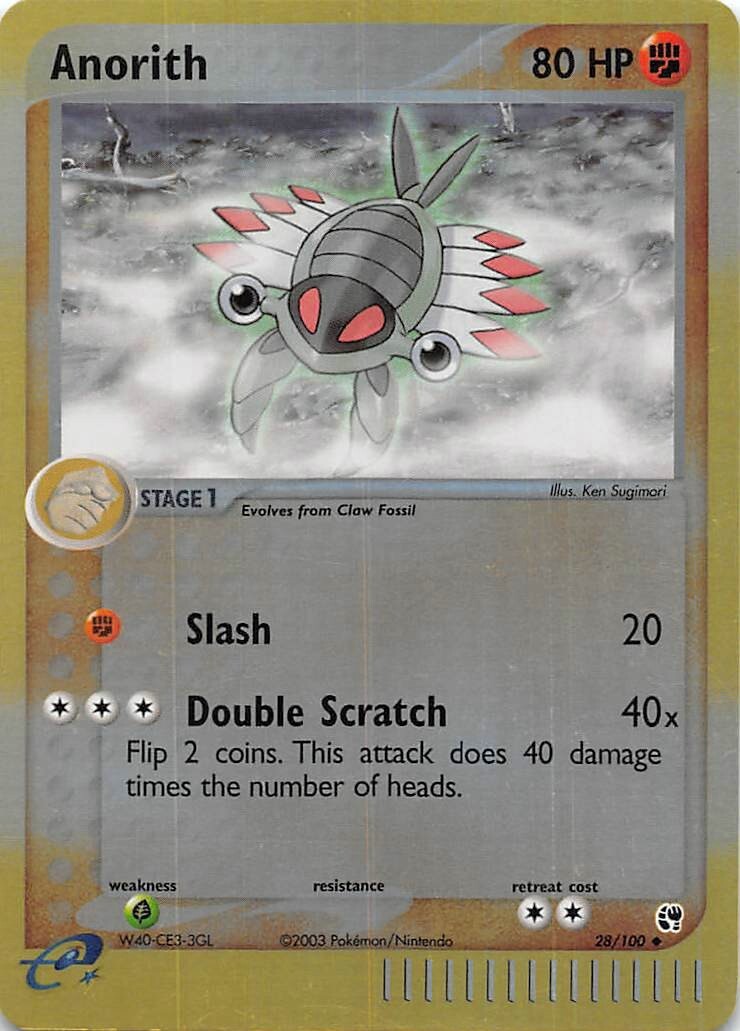ANORITH 28/100 - REVERSE HOLO  - EX Sandstorm - E-Reader Pokémon Card - NM