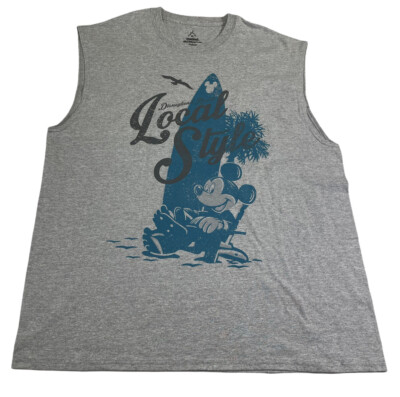 NEW Disney Parks Disneyland Local Style Mickey Surfer Cut Off Tank Top Men s XLG