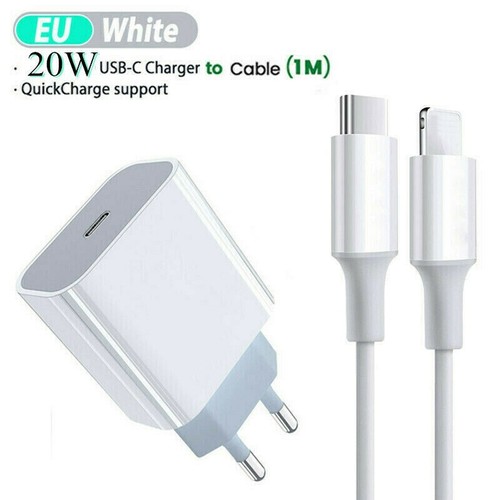 Charger Adapter Fast Charging for iPhone 13 12 11 Pro XS Max 8 iPad USB-C PD 20W - Picture 2 of 15