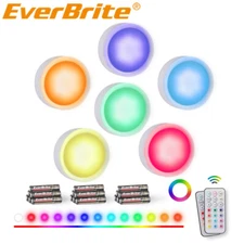 EverBrite 6PCS Puck Lights Wireless LED Puck Light 13 RGB Colors Changing Lights