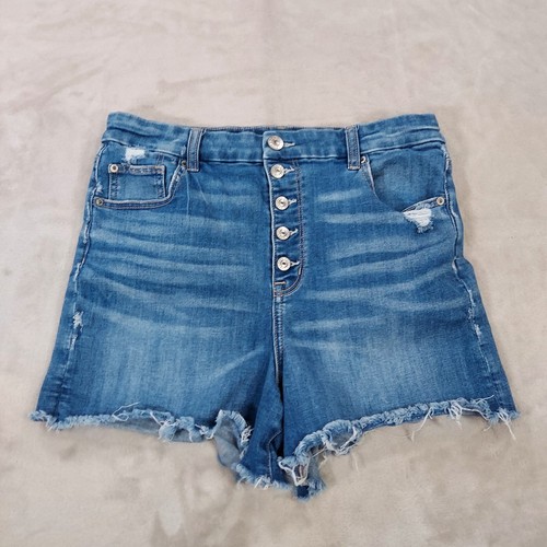American Eagle Womens Shorts Curvy Hi Rise Shortie Size 14 Stretchy Button Fly - Picture 2 of 13