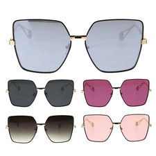 Womens Metal Rim Squared Rectangular Butterfly Sunglasses