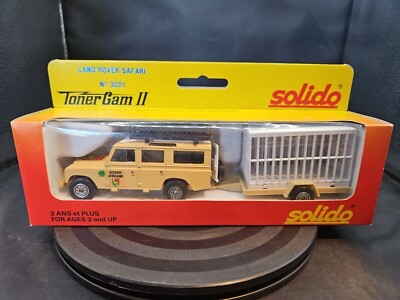 Solido 3001 Land Rover Safari Yellow Scale With White Cage Trailer New In Box