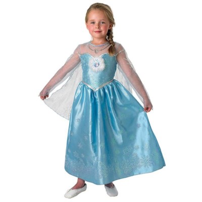 KOSTÜM FASCHING DISNEY FROZEN DIE EISKÖNIGIN ELSA DELUXE L 7-8 JAHRE NEU