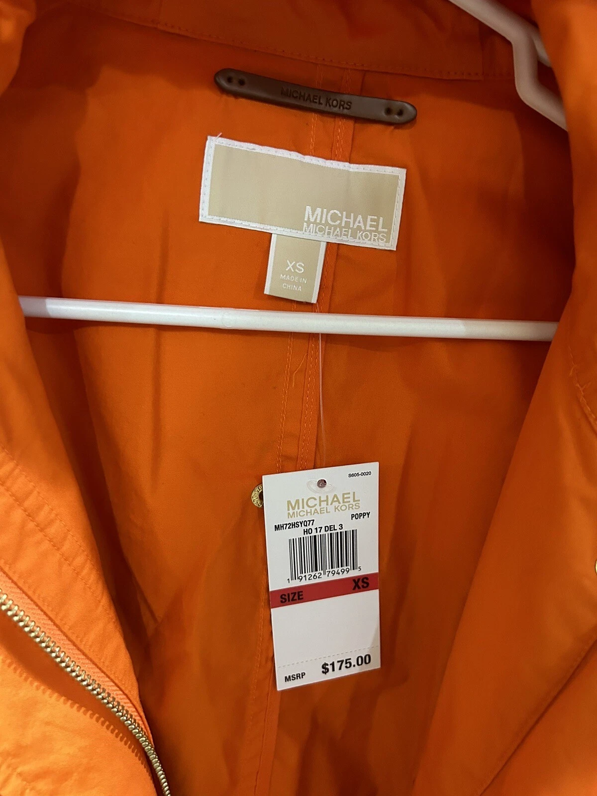 Giacca con cappuccio arancione Michael Kors donna taglia XS nuova con etichette!