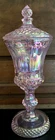 2000 Fenton 95th Ann Pink Iridescent Chiffon Stem Glass Urn Lidded Vase 13"