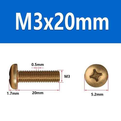 M2 M2.5 M3 M4 M5 M6 M8 Tornillos redondos cruzados de latón Phillips Pan Tornillos de cabeza de botón - Imagen 44 de 92