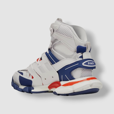 $1490 Balenciaga Men's White Track Hike Caged Mesh High-Top