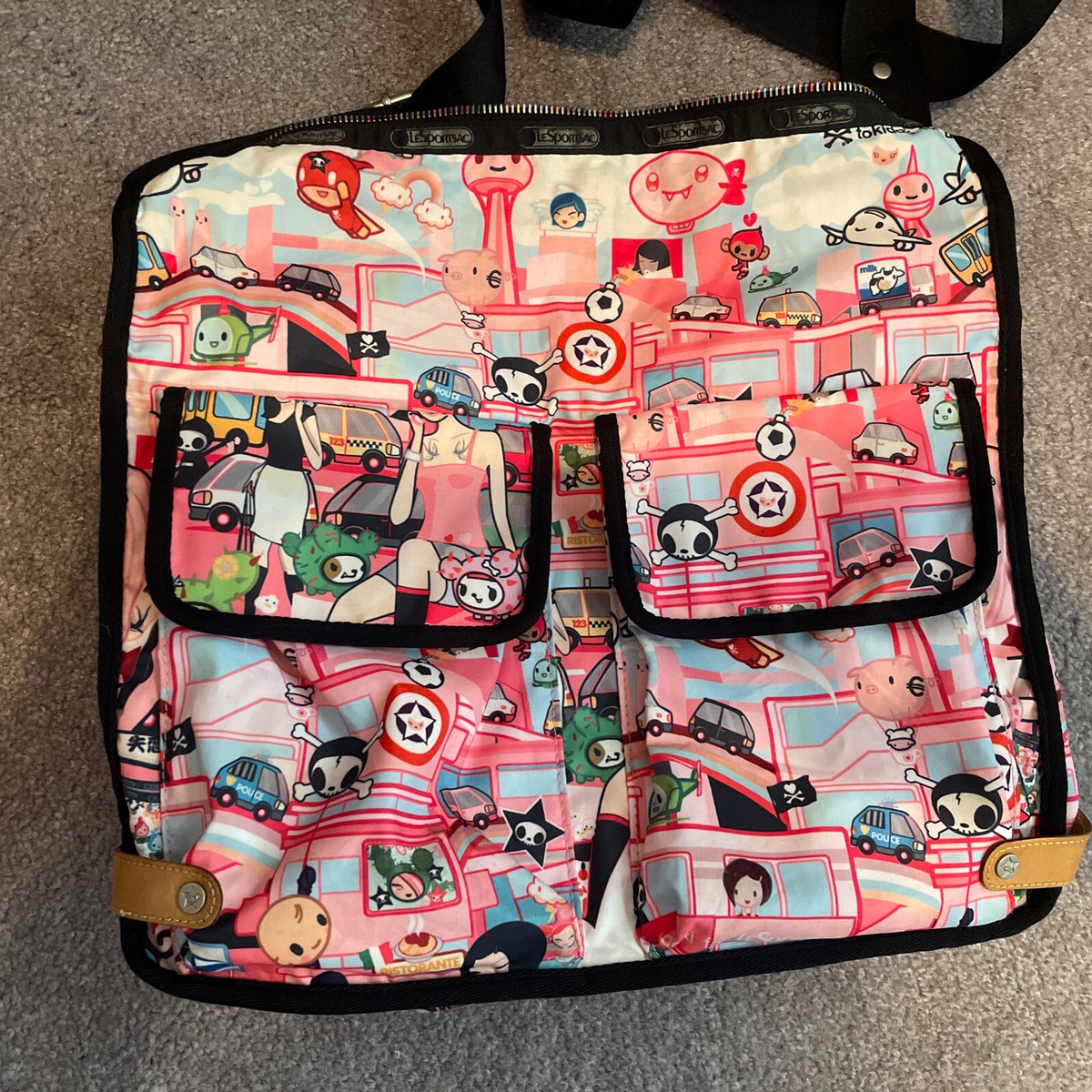 Tokidoki Lesportsac Messenger Bag Citta Rosa Pink Adjustable Strap