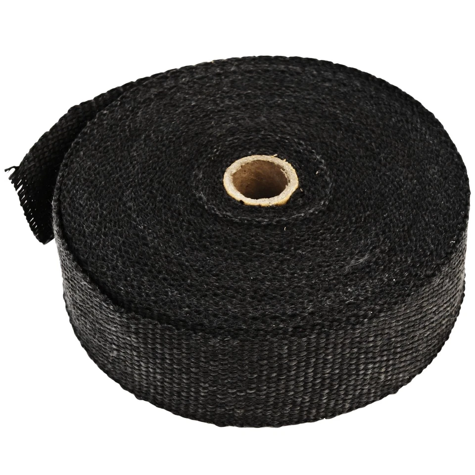 Cinta de envoltura térmica de tubo de escape de fibra de vidrio con rollo de 2" 50 pies negra + kit de lazos Foto 4 de 4