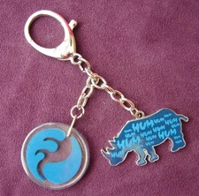Feng Shui Blue Rhino Amulet Anti Burglary Keychain Cure to Flying Star #7 