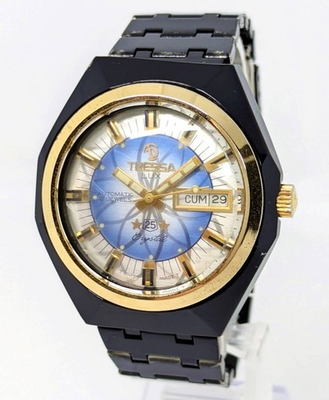 #ad Vintage Tressa Lux Automatic Watch 21 Jewels Swiss Made Lotus Dial 1970s $220.00