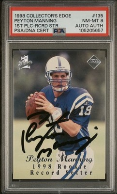 1998 Collector's Edge 1st Place Peyton Manning #135 Rookie RC On Card Auto PSA