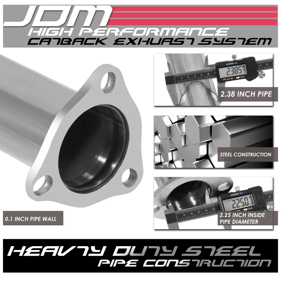 PARA 93-97 HONDA DEL SOL Si EG1 4.5" PUNTA QUEMADA SILENCIADOR SS SISTEMA DE ESCAPE CATBACK Foto 3 de 4