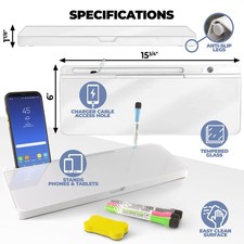 Desktop Whiteboard - Glass Dry Erase White Board - Desk Computer Buddy   Home