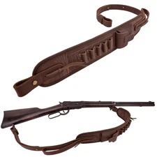 WAYNE'S DOG Hunting Leather Rifle Sling Shotgun Strap for .30/30.308 12GA .22MAG