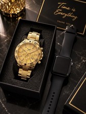 Pacchetto Apple Watch + Oro Orologio Uomo Lusso | 2 Orologi | Ottimo Set Regalo
