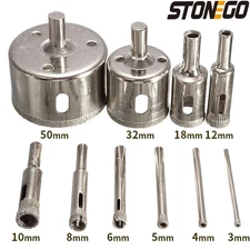 10pcs Diamond Coated Hole Saw Drill Bit Set for Tile, Marble, Glass & Ceramic