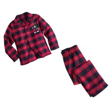 Disney Store Boy's Plaid Holiday Pajama Set Mickey Mouse Pant Shirt Christmas