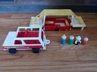 VINTAGE  1972 FISHER PRICE LITTLE PEOPLE CAR AND POP UP CAMPER #992 PARTS LOT