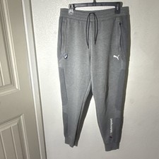 Puma Bmw Motorsport Mens Gray Jogger Pants Size L Pockets Drawstring
