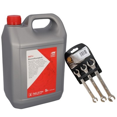 FEBI BILSTEIN 21754 Bremsflüssigkeit DOT 4 5L + 3 Stk. Schlüssel Satz für VW BMW