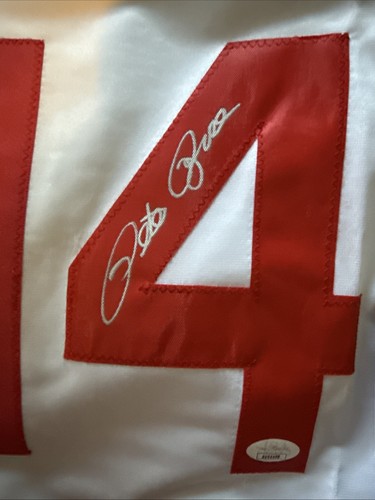 CINCINNATI REDS PETE ROSE AUTOGRAPHED SIGNED CUSTOM STAT JERSEY JSA COA Xl - Picture 2 of 6