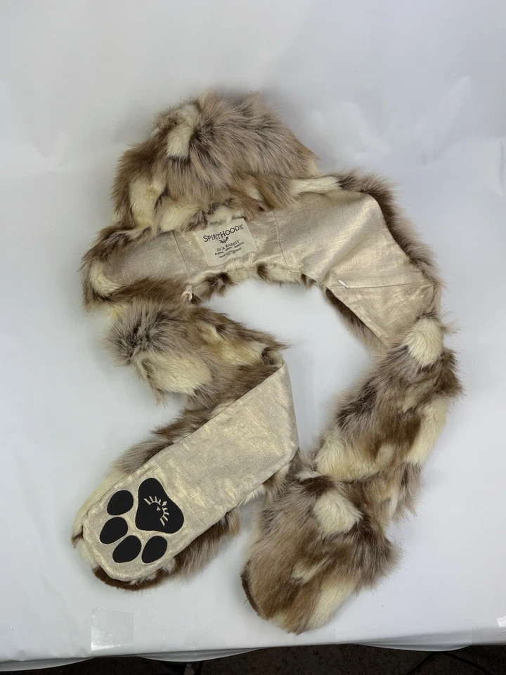 SpiritHoods JACK RABBIT Faux Fur Spirit Hood Hat/Mittens Combo 2012-13 Gold RARE - Image 2 of 4