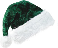 Christmas Santa Hat for Adults, Velvet Santa Hats Plush Christmas Hat for Xmas N