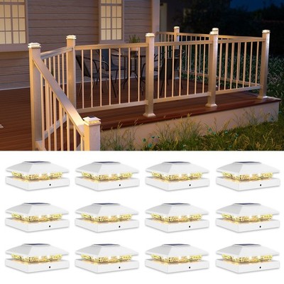 VOLISUN 4x4 Solar Post Cap Light 12pack,Solar Fence - 12 Pack, White 
