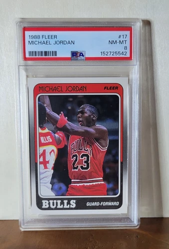 Fleer 1988 Michael Jordan #17 PSA Graded 8 NBA Basketball Card Chicago Bulls