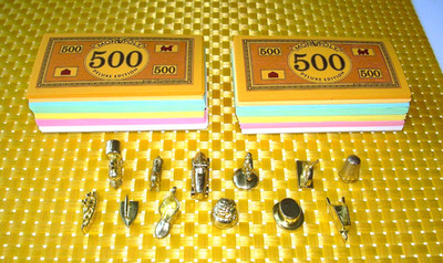 MONOPOLY DELUXE EDITION GAME 12 GOLD TONE TOKENS & 2 SETS OF MONEY