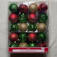 Christmas Ornament Balls Red/Green/Tan