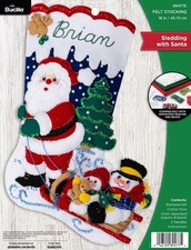 DIY Bucilla Sledding with Santa Snowman Christmas Felt Stocking Kit 89477E