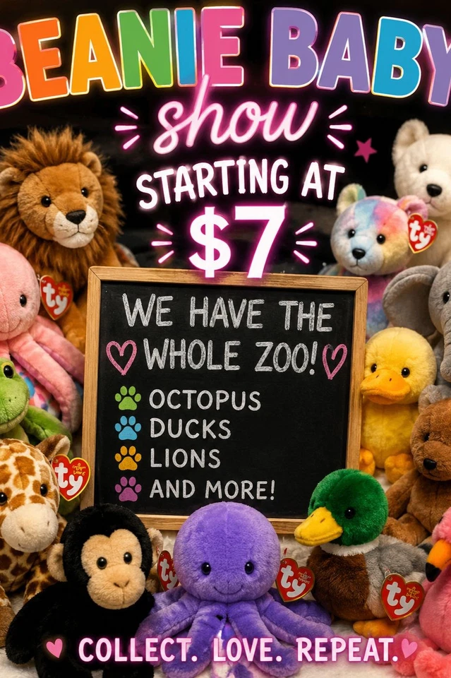 BEANIE BABIES! WEVE GOT THE WHOLE ZOO!! $7 STARTS