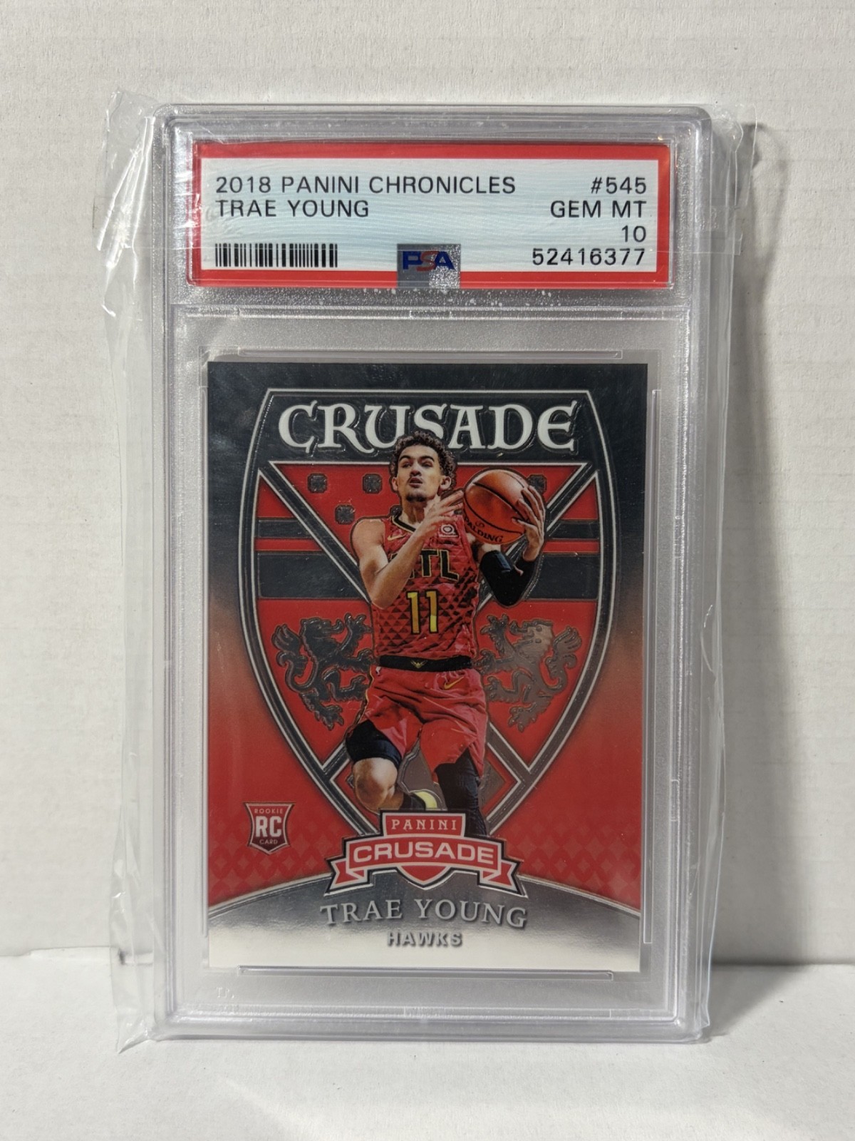 2018-19 Panini Chronicles Crusade Trae Young #545 (RC) PSA 10 Basketball Card