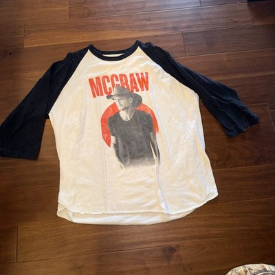 Tim McGraw Tour Raglan Tee 3/4 Sleeve Baseball Shirt White Black Size M