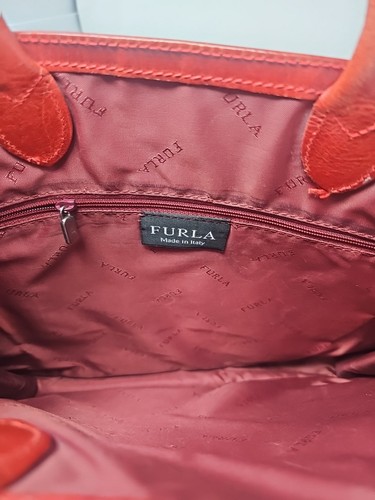 FURLA Leather  Tote/Bag Women Red Genuine USED. - Picture 6 of 23