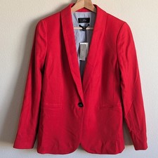 J. CREW Parke Blazer Wool Women 0 Red Holiday Christmas Preppy Party Office Work
