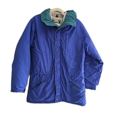 Vintage L.L. Bean Blue Snap Full Zip Penobscot Parka Jacket Womans Size Medium