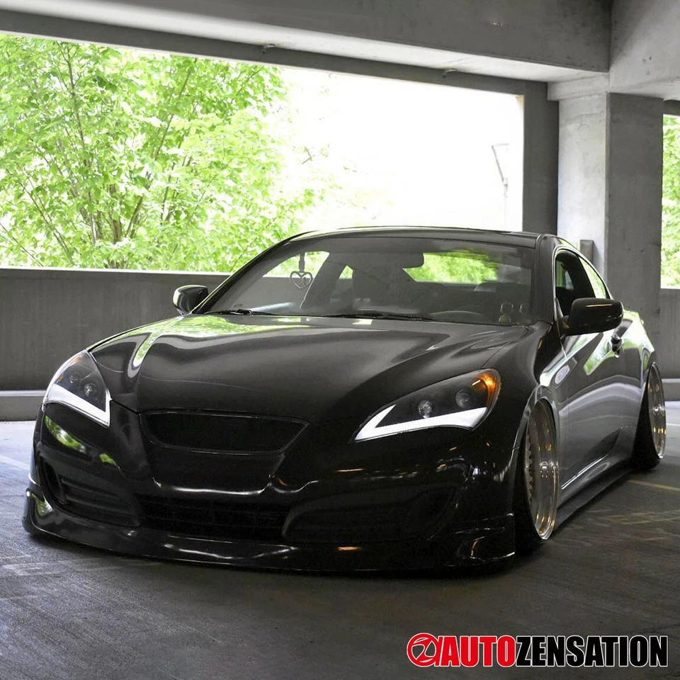 Fit 2010-2012 Hyundai Genesis Coupe Black Projector Headlights LED Sequential - Image 2 of 4